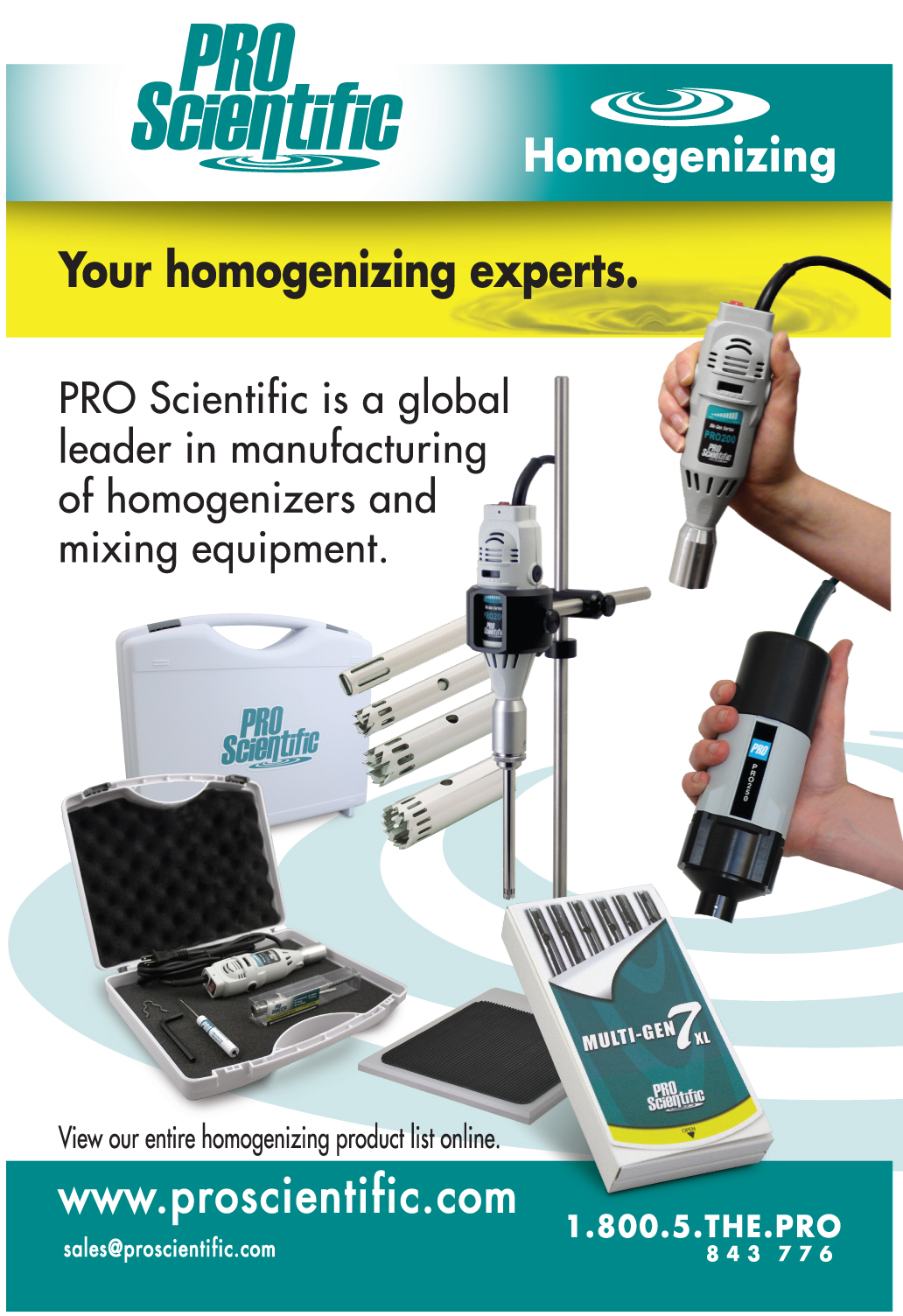 PRO Scientific Homogenizers handheld and benchtop